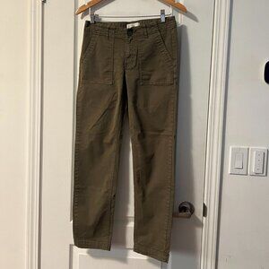 Aritzia TNA Olive Green Patch Pocket Tapered Leg Cargo Pant